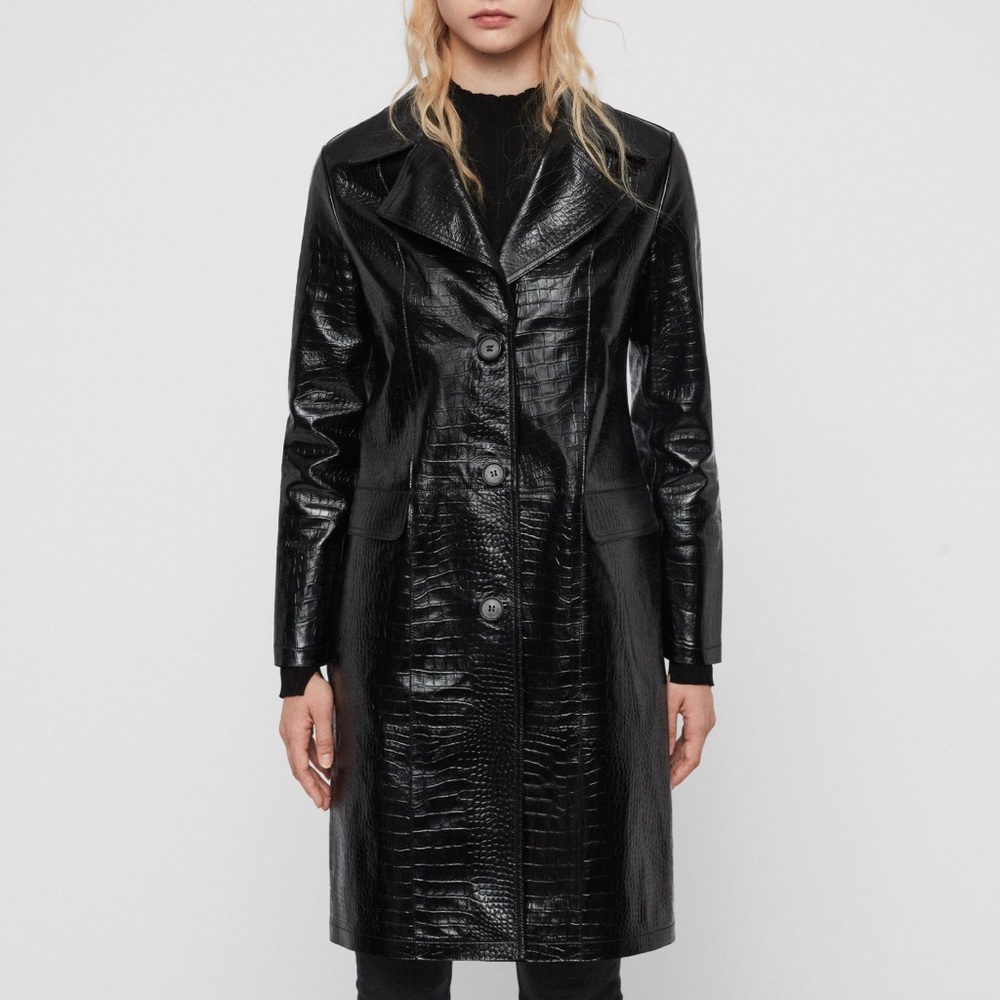 AllSaints Ali Leather Mac Coat